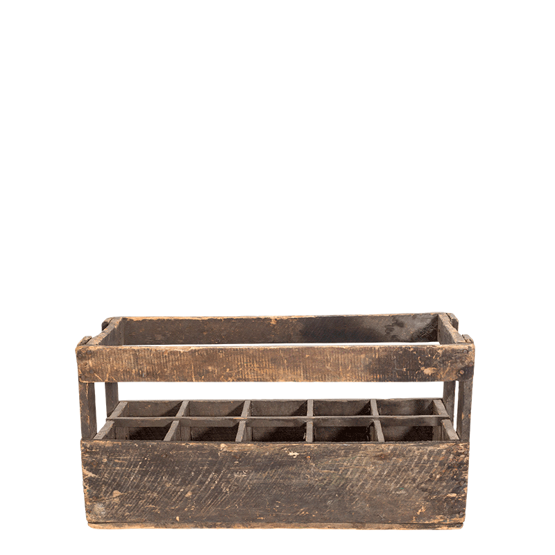 Caja botellera Vintage de madera 26 x 66,5 H 34 cm