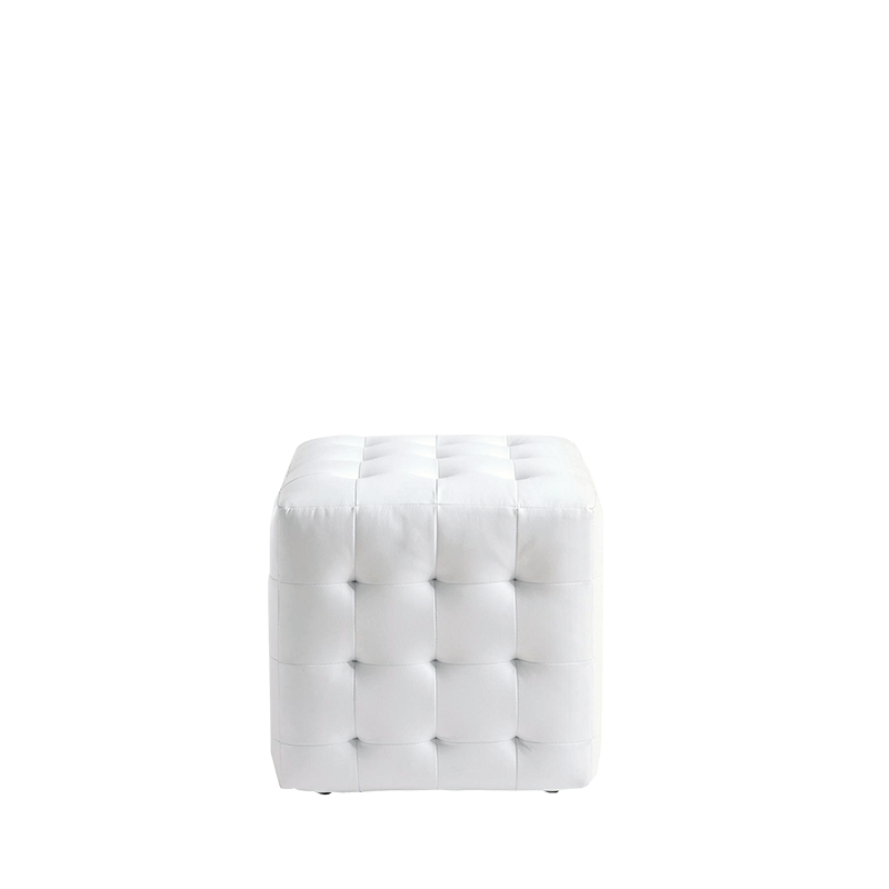 Puff Chesterfield blanco l 44 P 44 H 42 cm