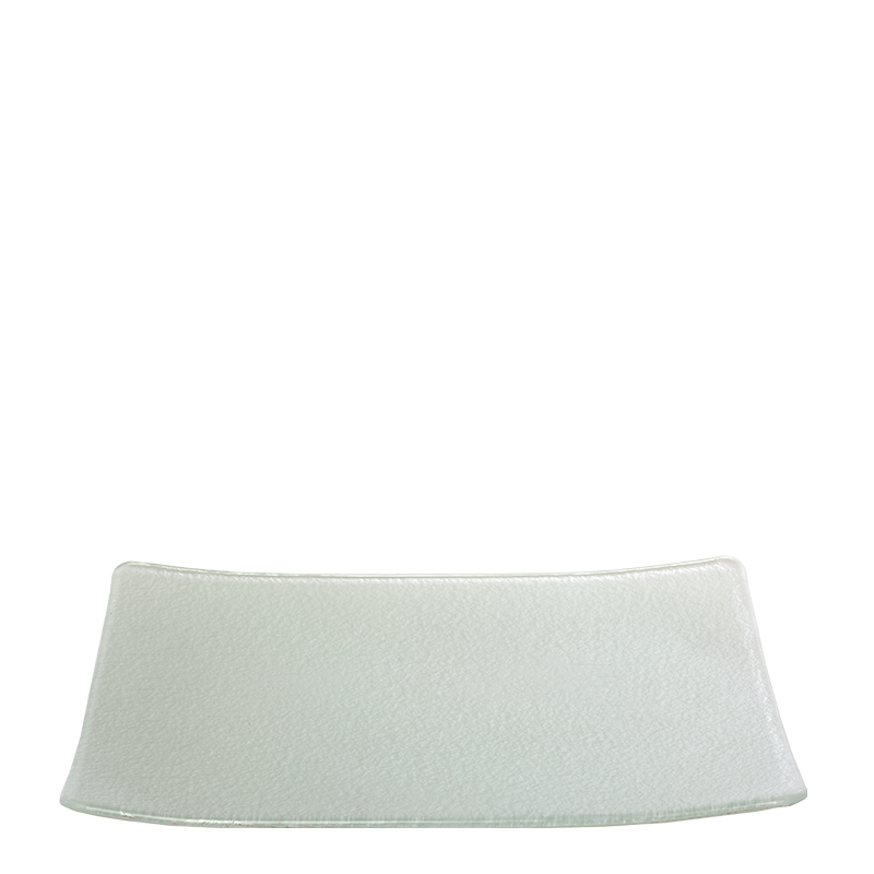 Plato rectangular gris nacarado de cristal 24 x 32 cm