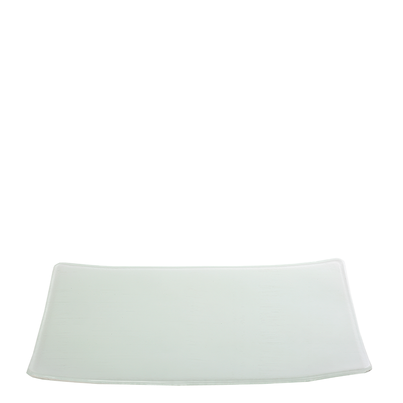Plato rectangular blanco de cristal 24 x 32 cm