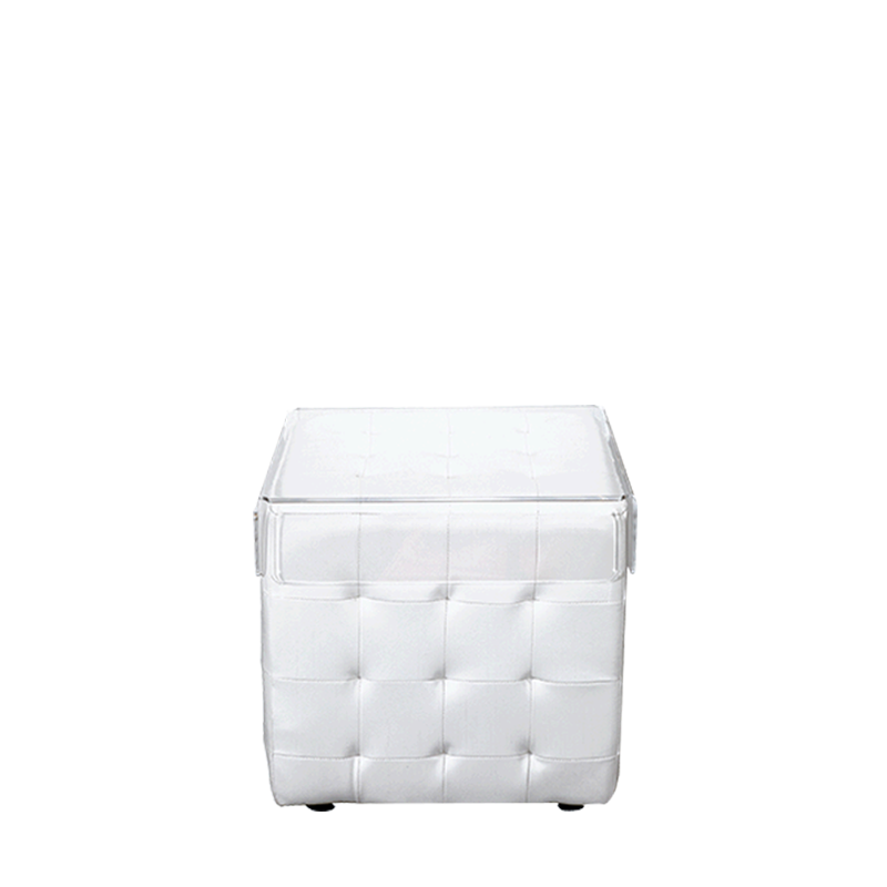 Mesa baja Chesterfield blanca l 44 P 44 H 42 cm
