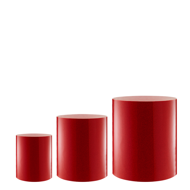 Lote de 3 realces cilíndricos Strass rojo