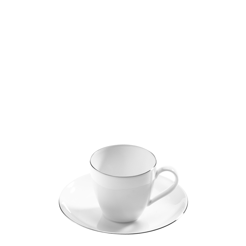 Taza y plato de café Platino 10 cl