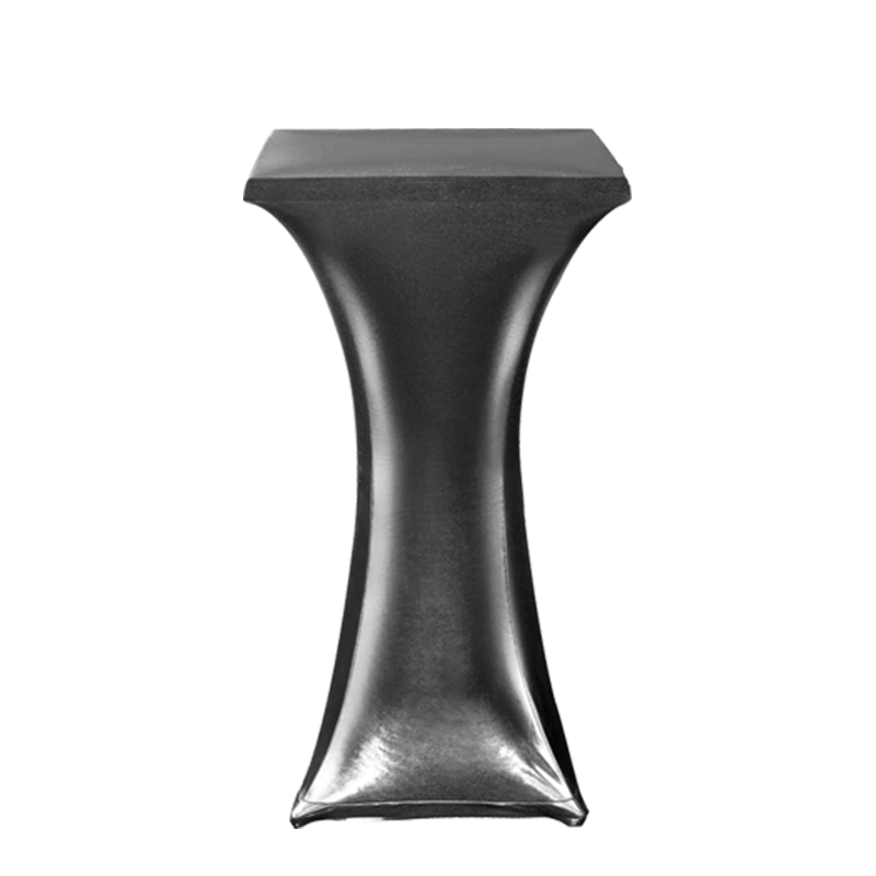 Mesa cóctel alta con funda plata Alt. 111 cm. 60 cx 60 cm
