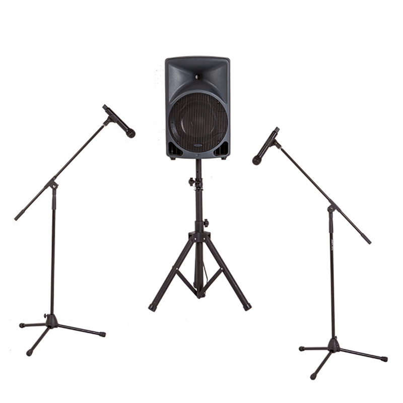 Sono : dos altavoces – un micro de pie – dos micros