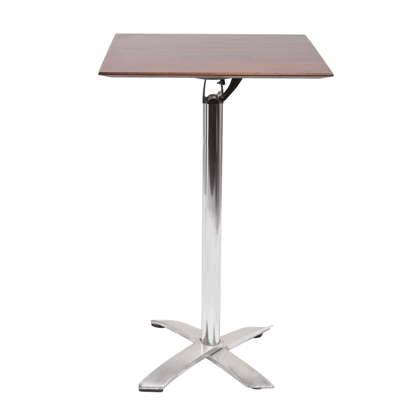 Mesa cóctel alta cuadrada en madera Alt. 111 cm 80 x 80 cm