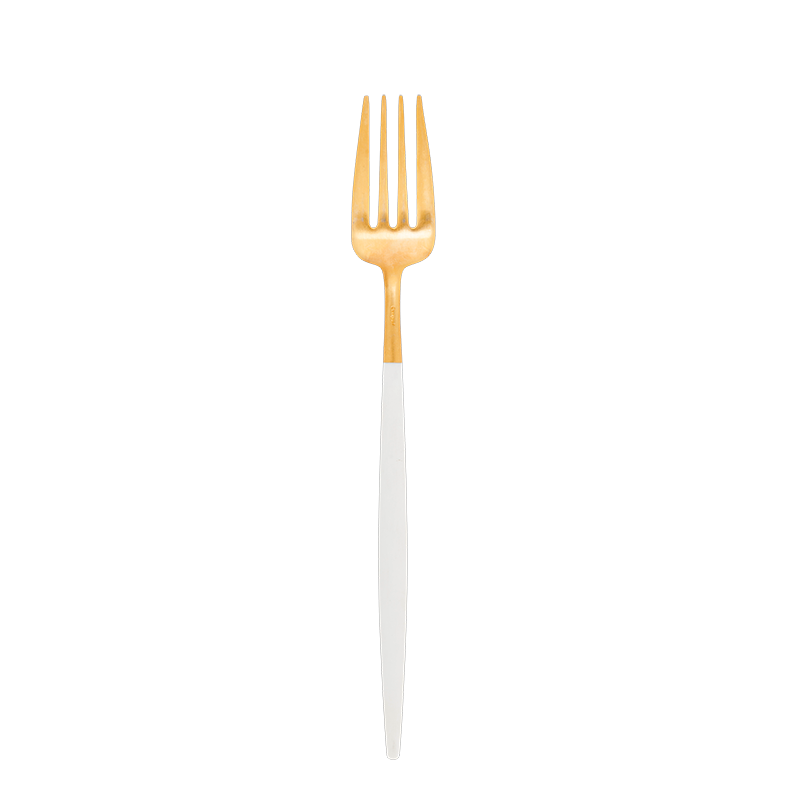 Tenedor de mesa Cutipol blanco y dorado