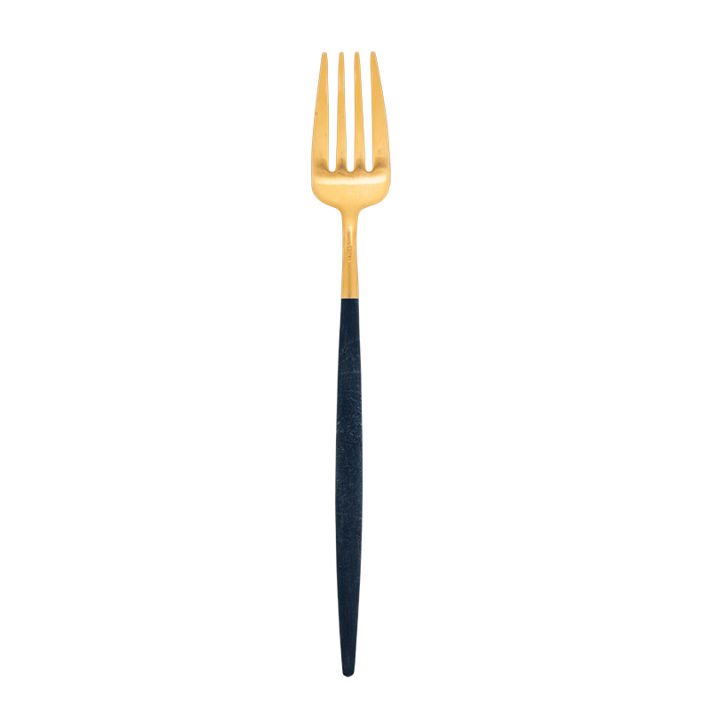 Tenedor de mesa Cutipol azul y dorado