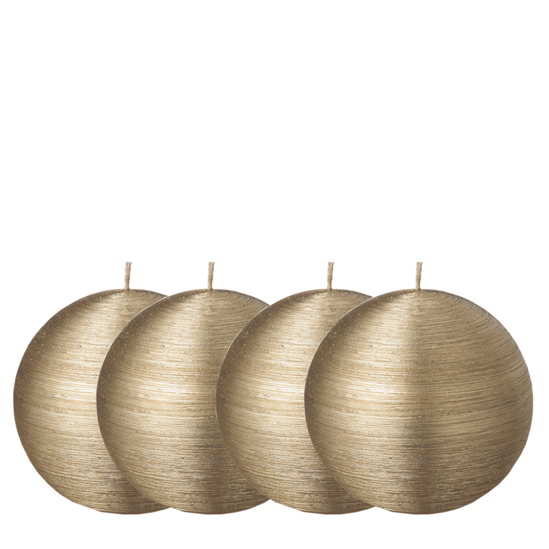 Lote de 4 velas bola pincelada oro Ø 10 cm