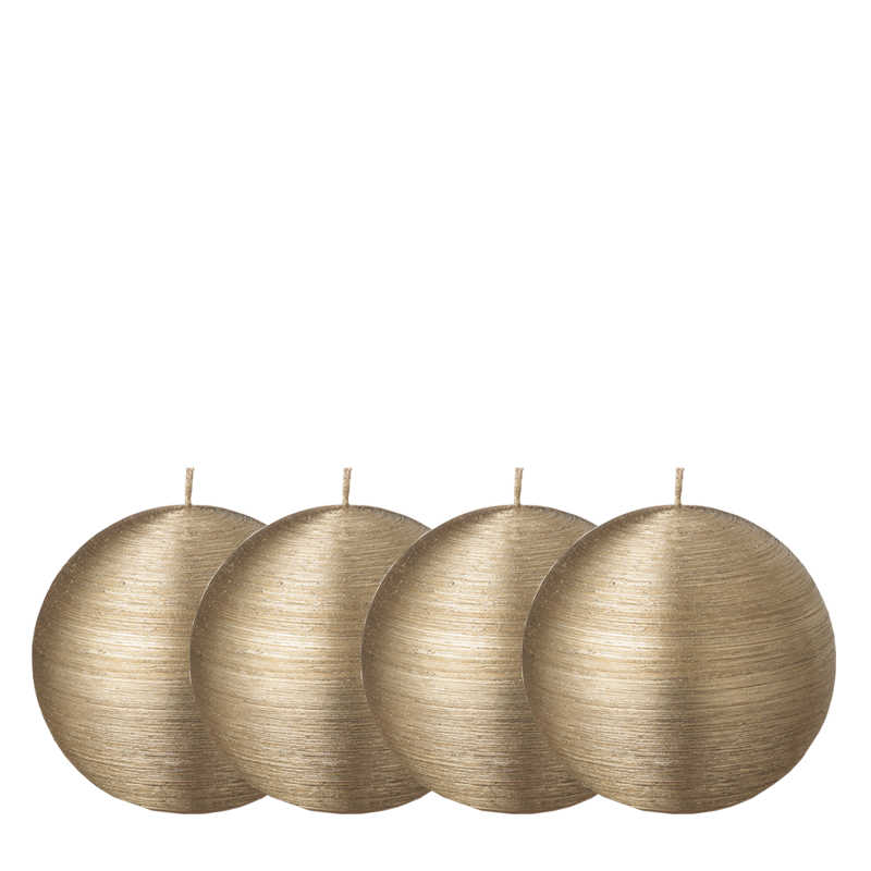 Lote de 4 velas bola pincelada oro Ø 8 cm
