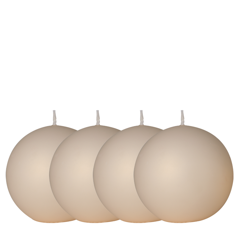 Lote de 4 velas bola satinada marfil Ø 10 cm