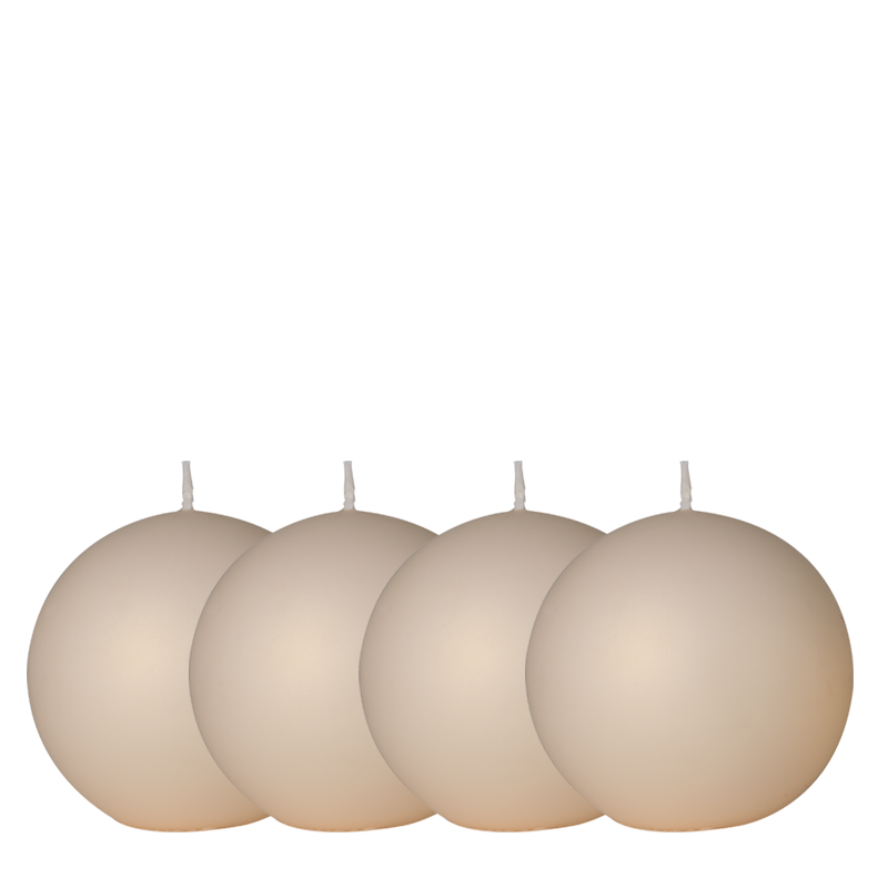 Lote de 4 velas bola satinada marfil Ø 8 cm