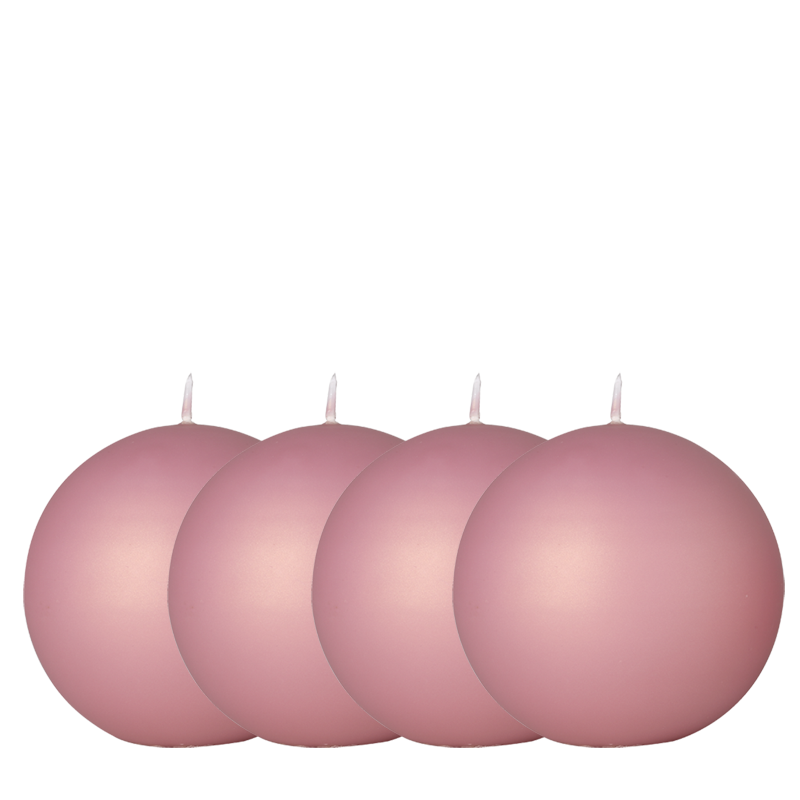 Lote de 4 velas bola terciopelo rosa pálido Ø 10 cm