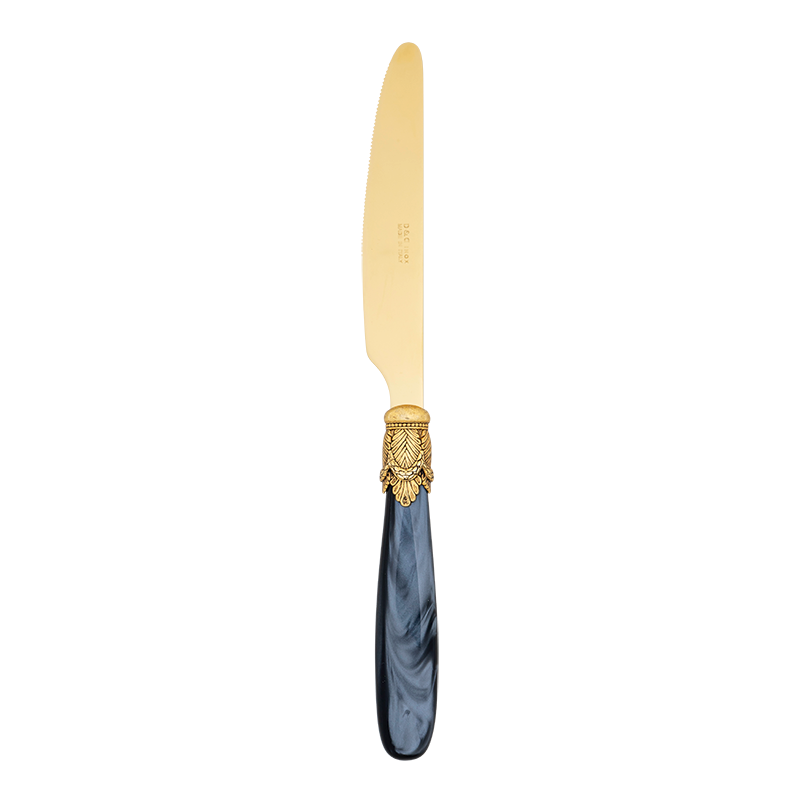 Cuchillo de mesa Nácar negro y dorado