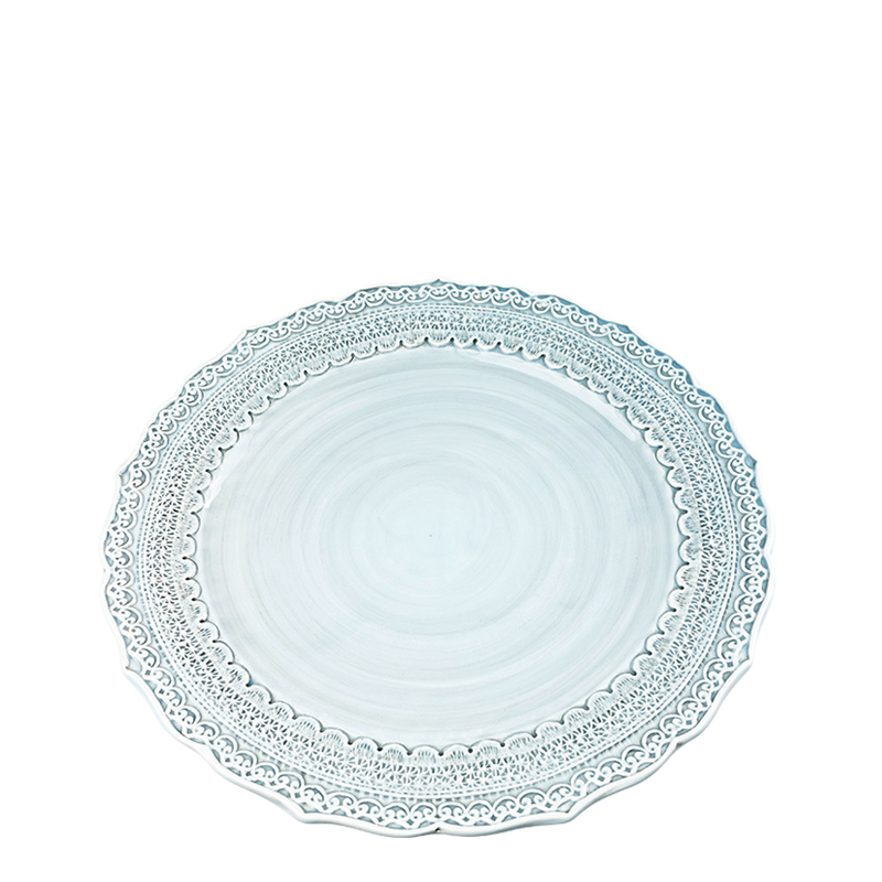 Plato llano Encaje azul pastel Ø 28 cm