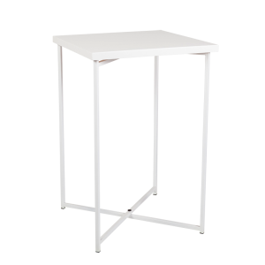 Mesa cóctel alta cruzada blanco encimera blanca 65 x 65 cm 100 cm