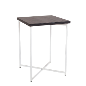 Mesa cóctel alta cruzada blanca encimera negra 65 x 65 cm 90 cm