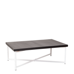 Mesa baja cruzada blanca con sobre negro 64 x 101 cm Alt 35 cm