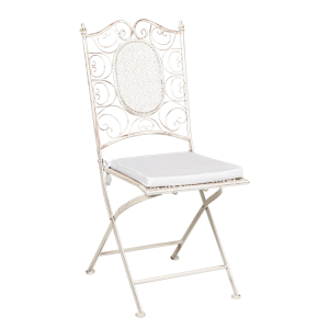 Silla de hierro forjado Chantilly blanca con cojin