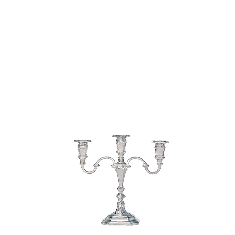 Candelabro 3 brazos plata Alt. 25 cm