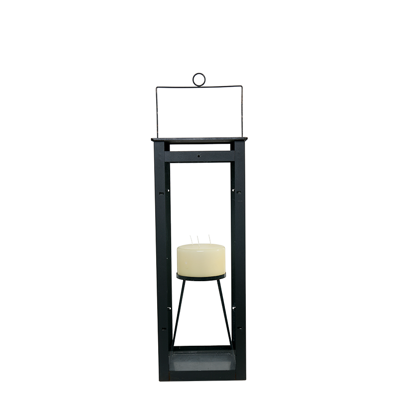 Farol 27 x 27 cm Alt. 70 cm. + fuego 3 mechas