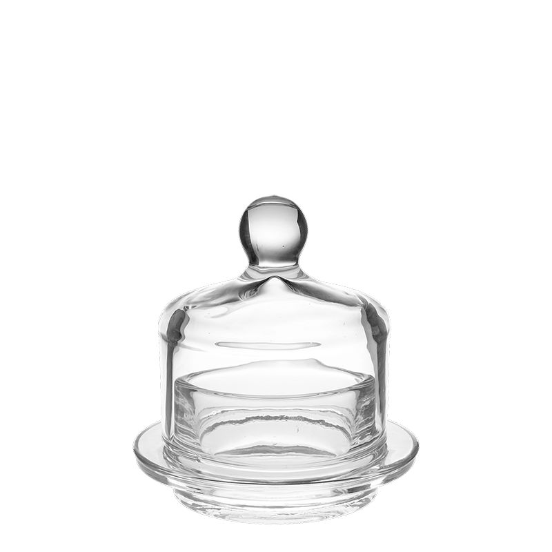 Mantequillera de cristal + tapa Ø ext 10 cm Ø int 5,5 cm Alt 6 cm