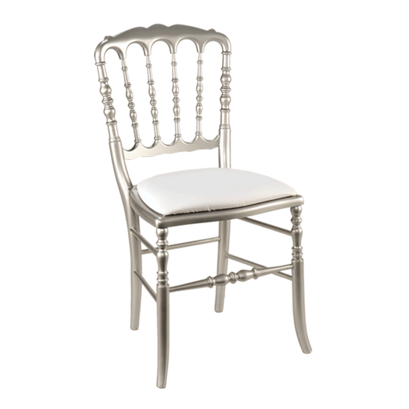 Silla Napoleón III acero fija chintz blanco