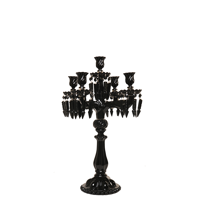 Candelabro cristal negro 5 brazos