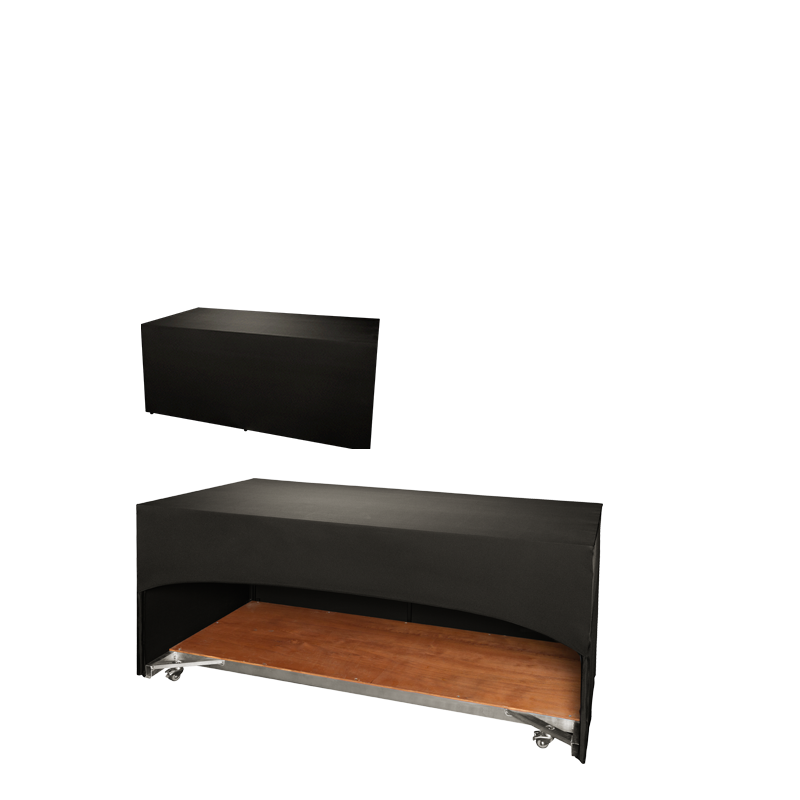 Buffet plegable con funda negra “3 caras” 80 x 200 cm y ruedas