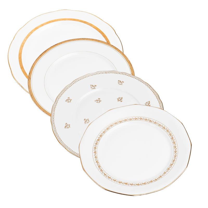 Plato pequeño Vintage blanco y dorado Ø 18-20 cm