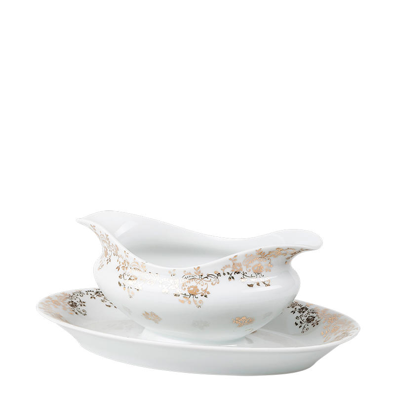Salsera  Vintage blanca y dorada