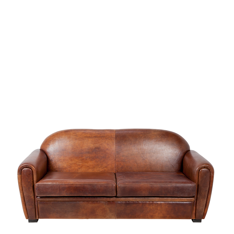 Sofá Club cuero marrón 83 x 190 cm Alt 97 cm