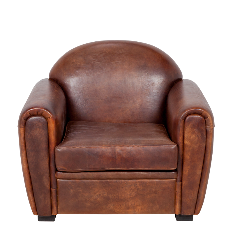Sillón Club cuero marrón 83 x 100 cm Alt 97 cm