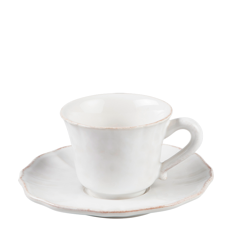 Taza y plato de café Romance 9 cl