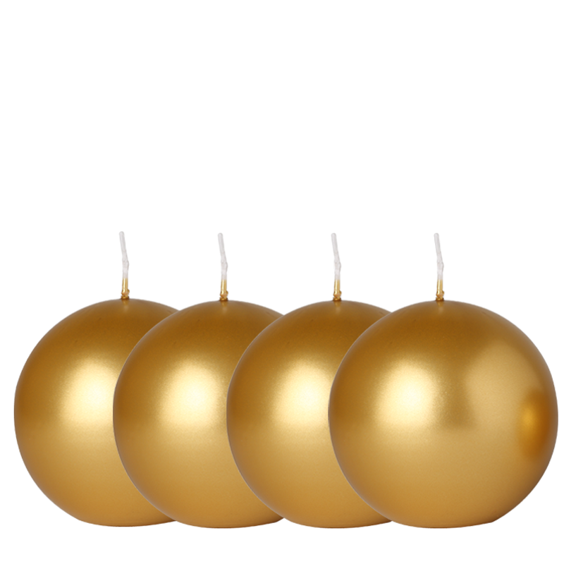 Lote de 4 velas bola oro Ø 10 cm