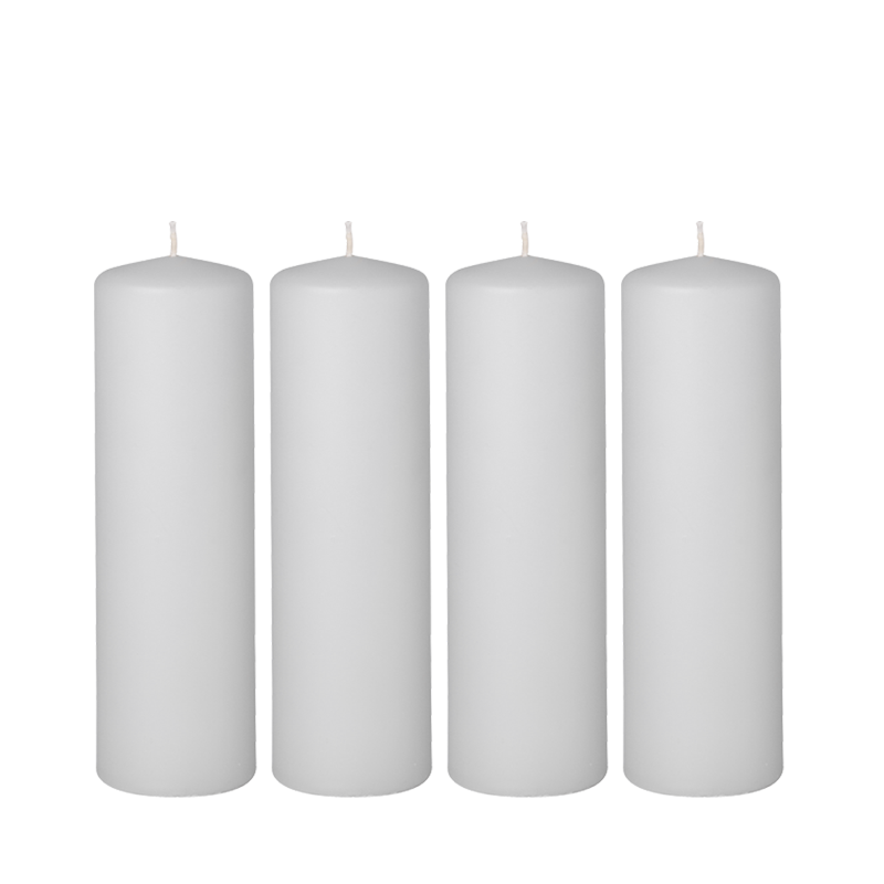 Lote de 4 velas blancas cilindro H 20 cm Ø 6 cm