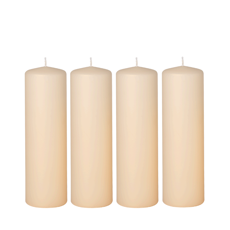 Lote de 4 velas marfil Cilindro Alt. 20 cm Ø 6 cm