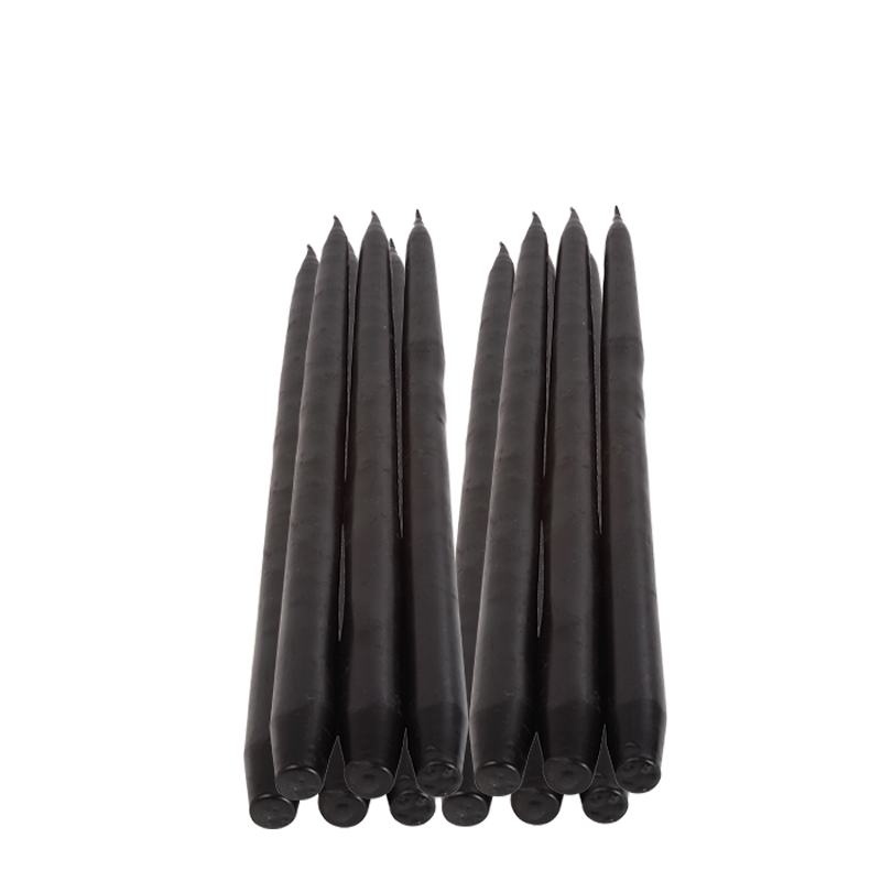 Lote de 12 velas negras 30 cm
