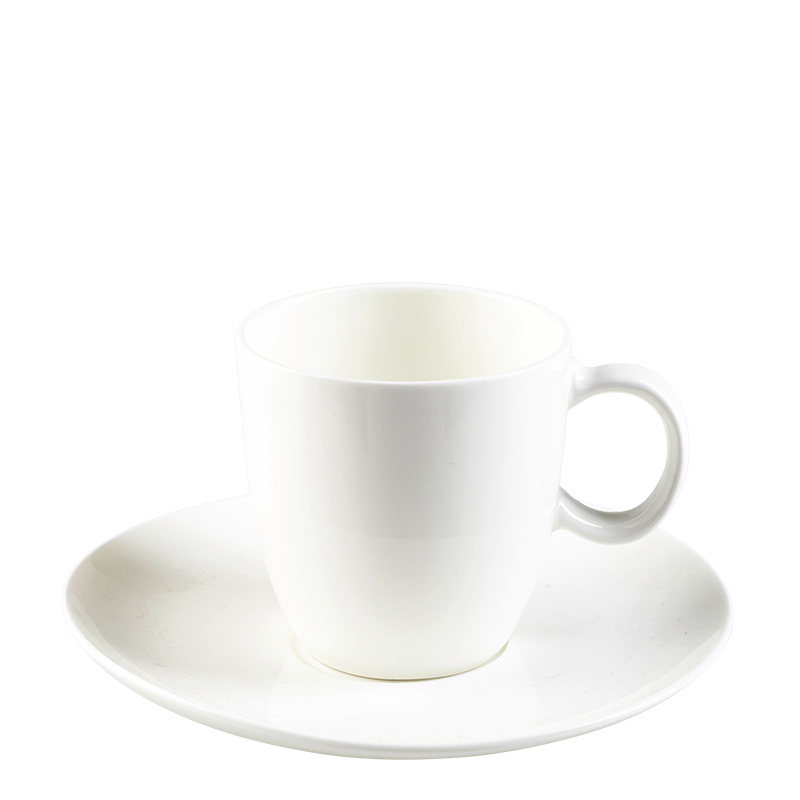 Taza y plato de café blancos 23 cl