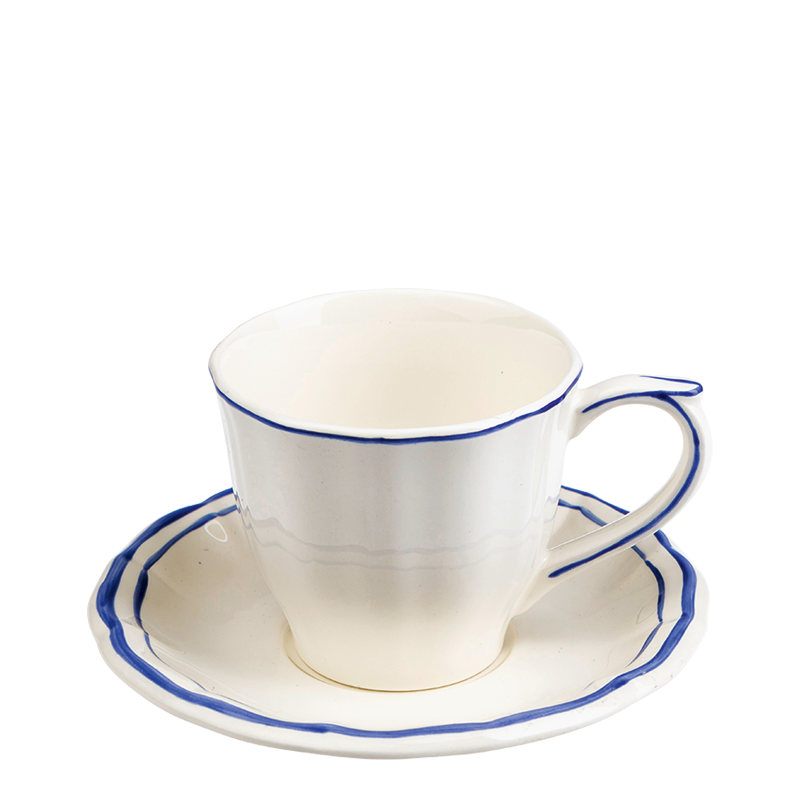 Taza y plato de té Gien azul 17,5 cl