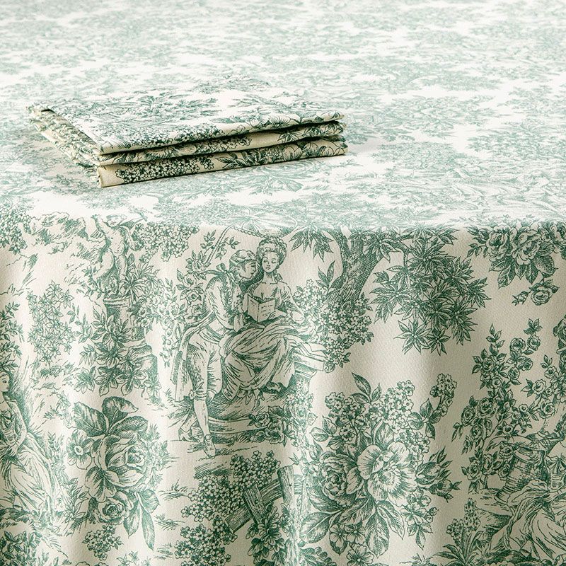 Mantel toile de jouy verde 340 x 340 cm