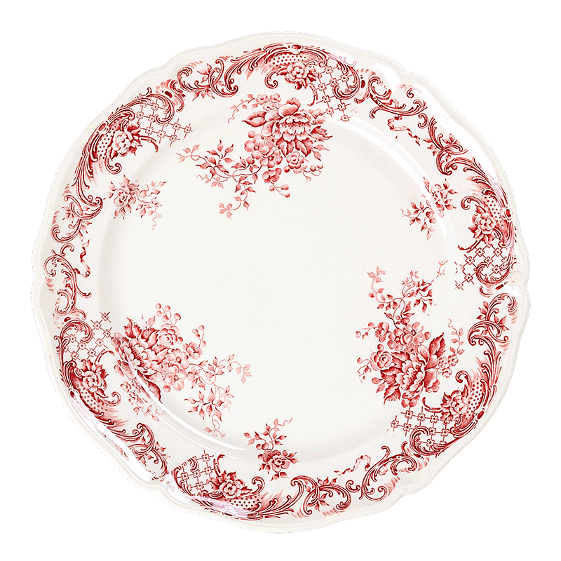 Plato pequeño Vintage rojo y rosa