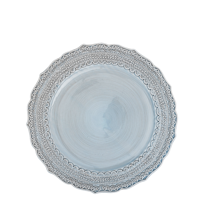 Plato llano Encaje azul pastel Ø 28 cm