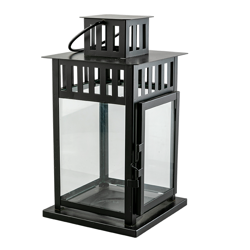 Farol de acero negro 15 x 15 cm Altura 28 cm