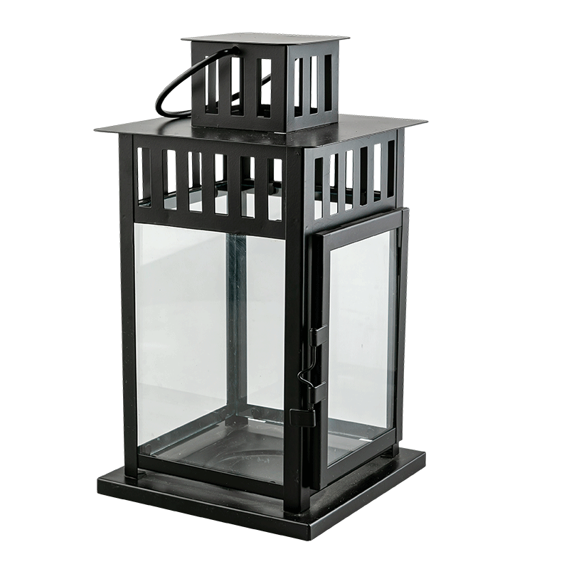 Farol de acero negro 15 x 15 cm Altura 28 cm