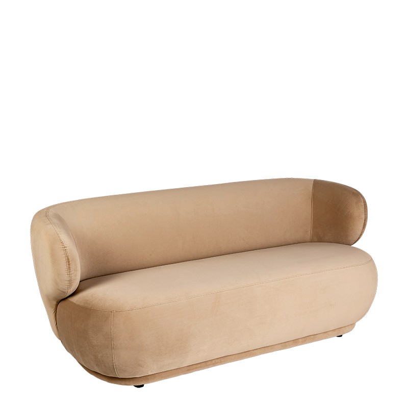 Sofá Elton de terciopelo topo 78 x 170 cm Alt. 70 cm
