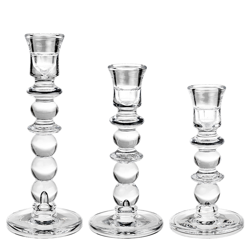 Juego de 3 portavelas de cristal Coronel