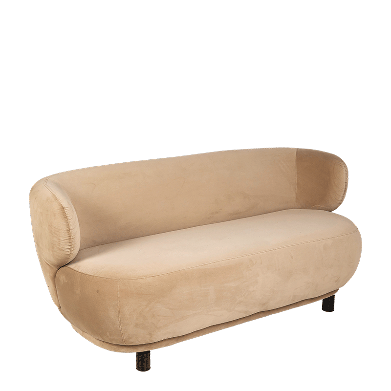 Sofá Elton de terciopelo topo con extensión 78 x 170 cm Alt 80 cm